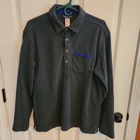 Patagonia Other - Patagonia Navy Blue Long Sleeve Fleece Shirt with Pocket 1/2 Button Mens Large